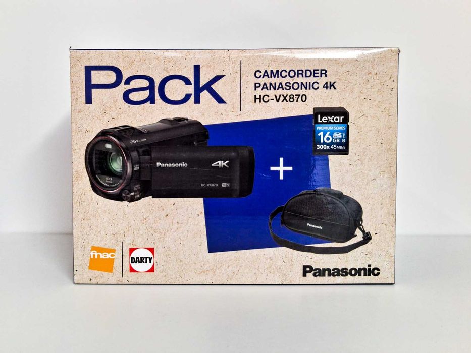 PANASONIC HC-VX870 UHD 4K + Bolsa Original Panasonic + Cartão SD Lexar 16GB | Pack Completo
