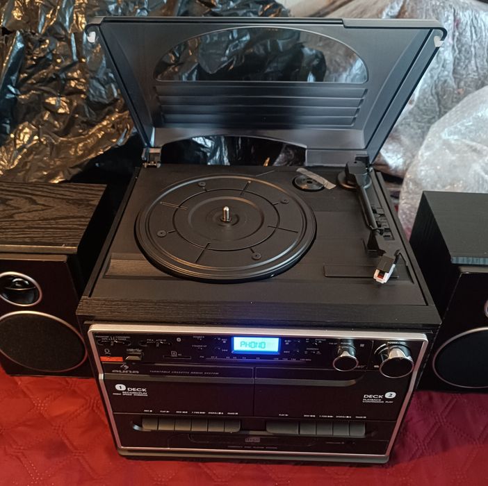 Програвач вінілу, стереосистема Auna 388-BT, BT,MP3,FM,SD,AUX,Tape