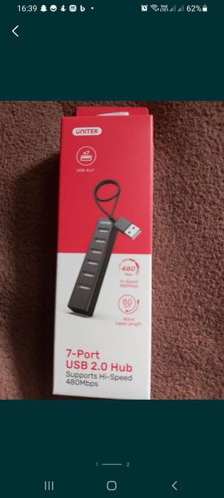 HUB  7x USB  (czarny) do laptopa komputera tableta telewizora