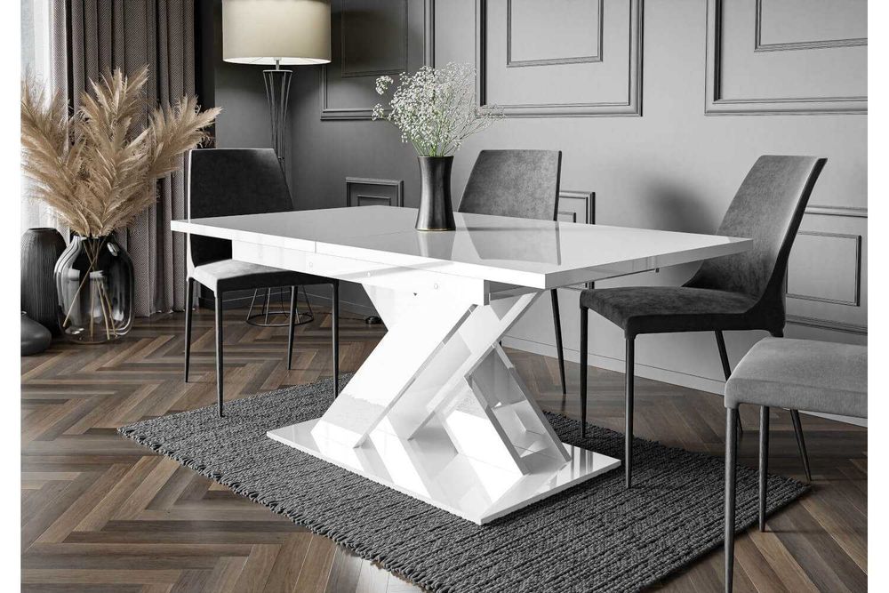 Stół biały połysk duży rozkładany 140-180 kuchnia salon jadalnia