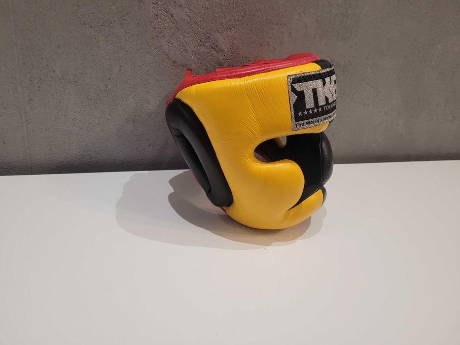 TOP KING Kask Bokserski Sparingowy Extra Coverage Żółto-Czarny roz. M