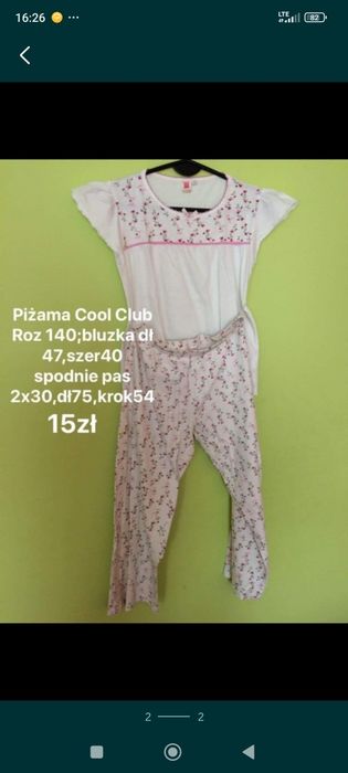 Biała Piżama Cool Club Roz 140