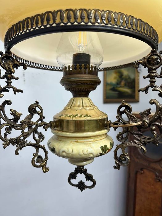 Вінтажна люстра підвісна світильник бронза порцеляна 7609