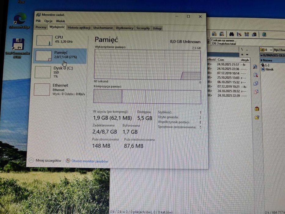 Komputer AMD Athlon II X3 450, 8GB ram, 120 GB ssd, monitor