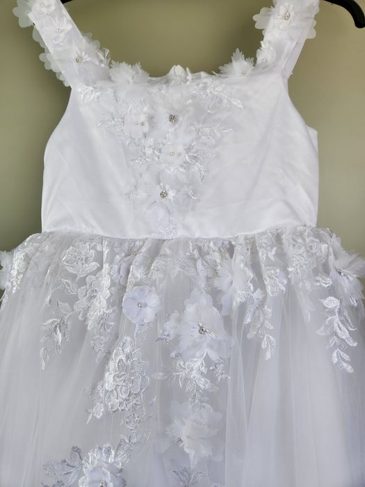 Vestido de Cerimónia Infanto-Juvenil Novo – Tulle e Cetim | 10-11 anos