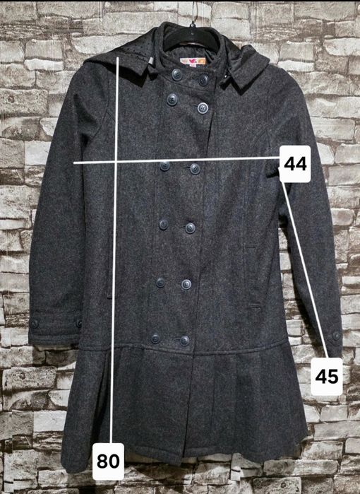 Wełniany płaszcz dziewczęcy z falbaną Marks & Spencer | Rozmiar 152
