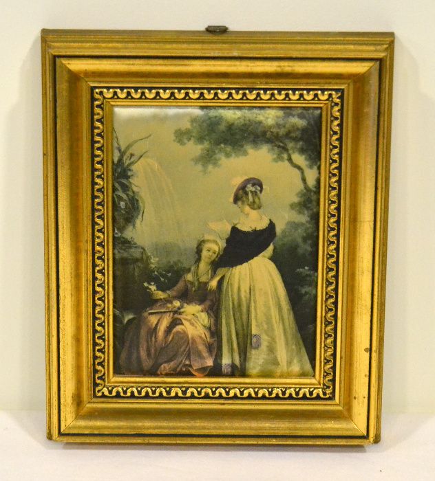 Par de pequenos quadros pintados sobre seda