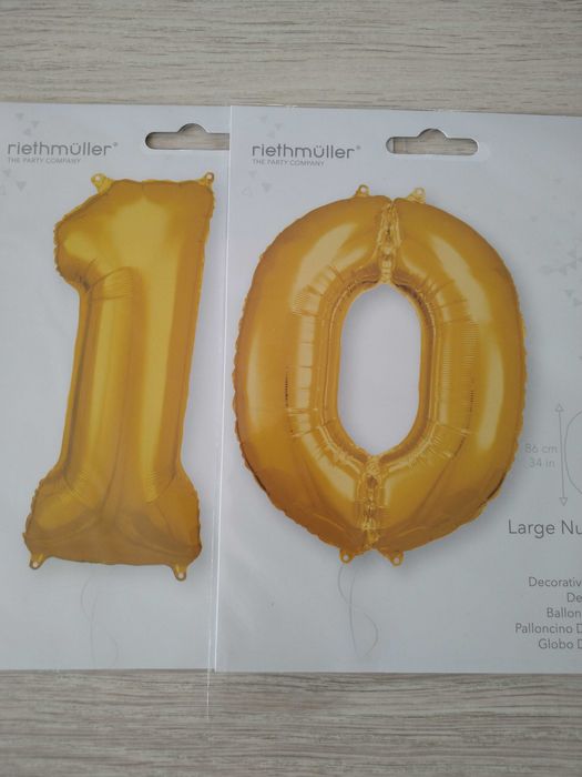 Balon urodzinowy foliowy złoty cyfra 10