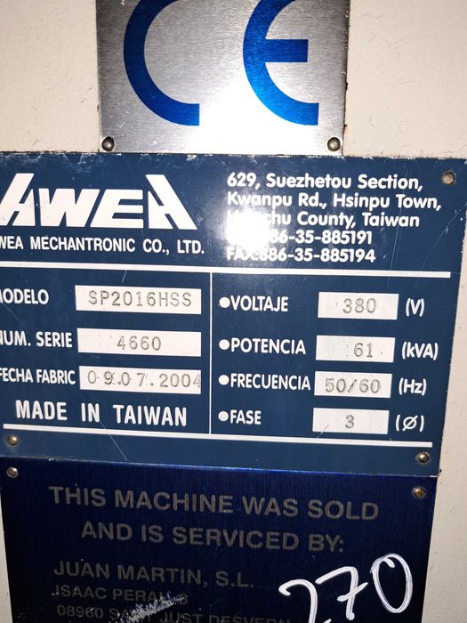 Fresadora CNC AWEA SP2016 HSS