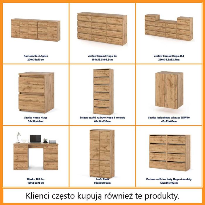 Komoda Duża Best Oleksa 200cm Nowoczesna Szafka Z 5 Szufladami Pojemna