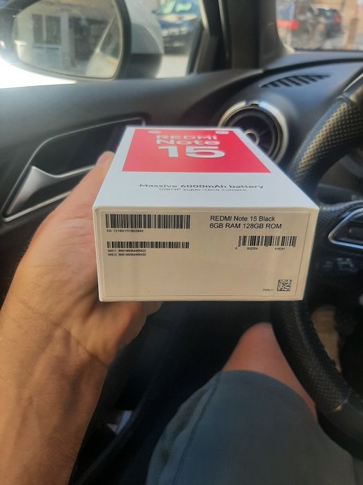 Xiaomi redmi note 15 novo na caixa com fatura de compra na worten.oferta de capa e película protetora.