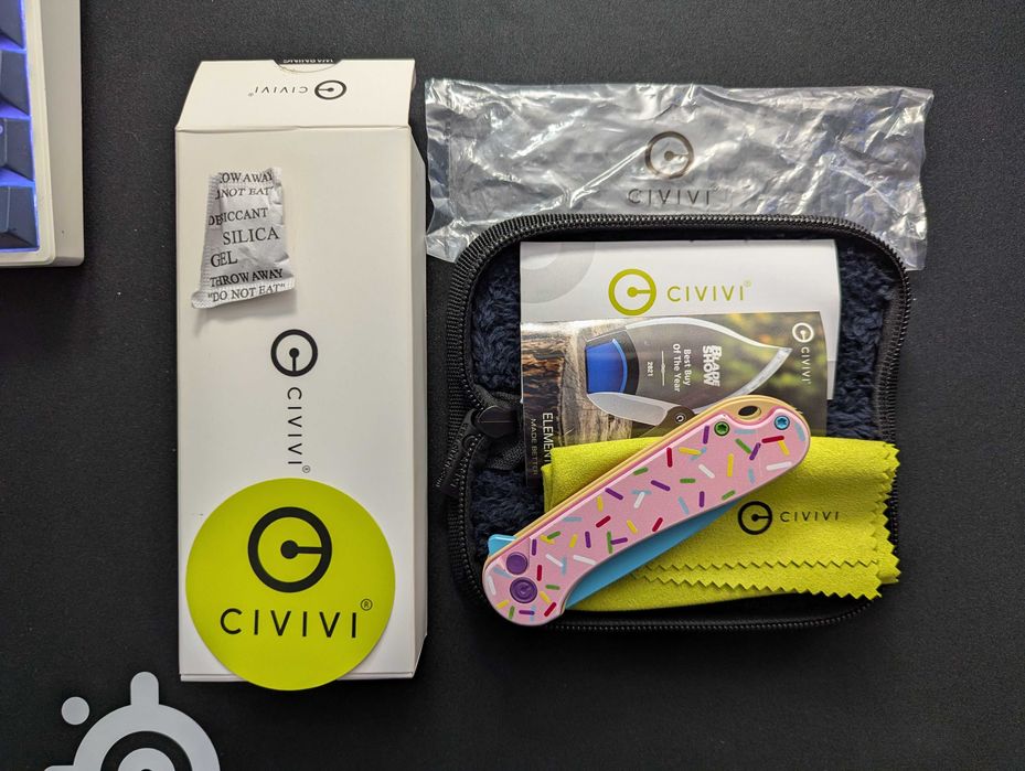 Нож CIVIVI Dessert Warrior Elementum II Button Lock Pink G10 Donut
