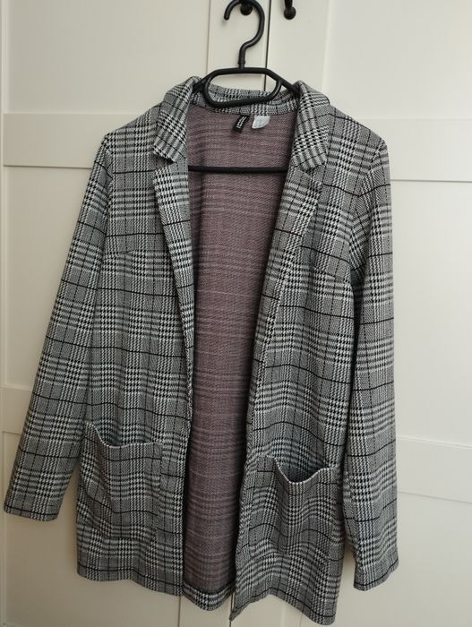 Marynarka pepitka 23% wiskoza XS H&M