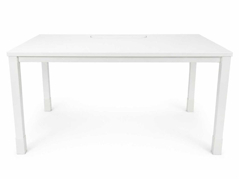 Biurko Nowy Styl Easy Space 140x80 cm – białe z kanałem kablowym