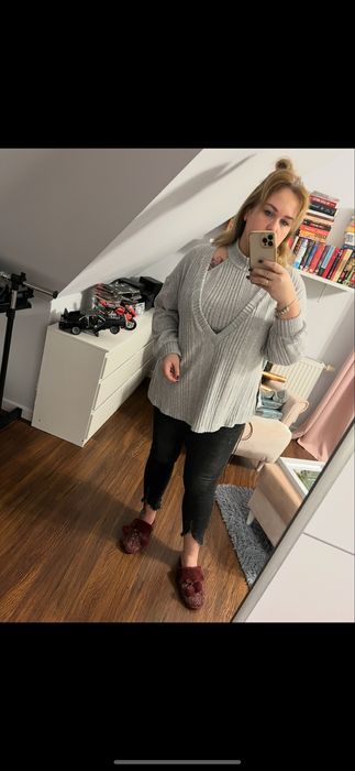 Sweter Shein 2xl xxl 48 50 52 szary plus size 2w1