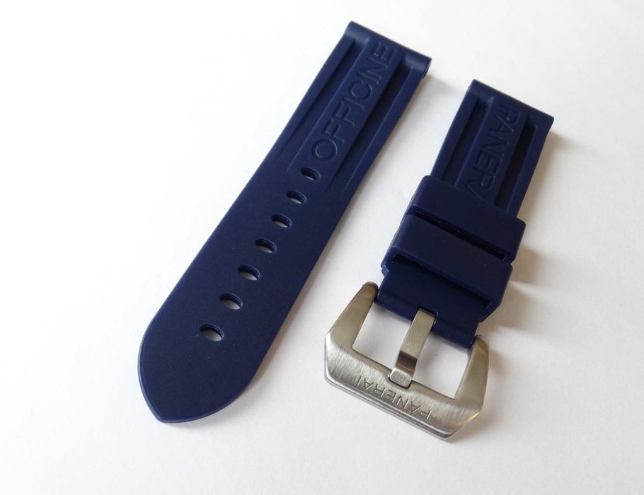 Granatowy pasek silikonowy 24mm do zegarka Panerai PAM gumowy