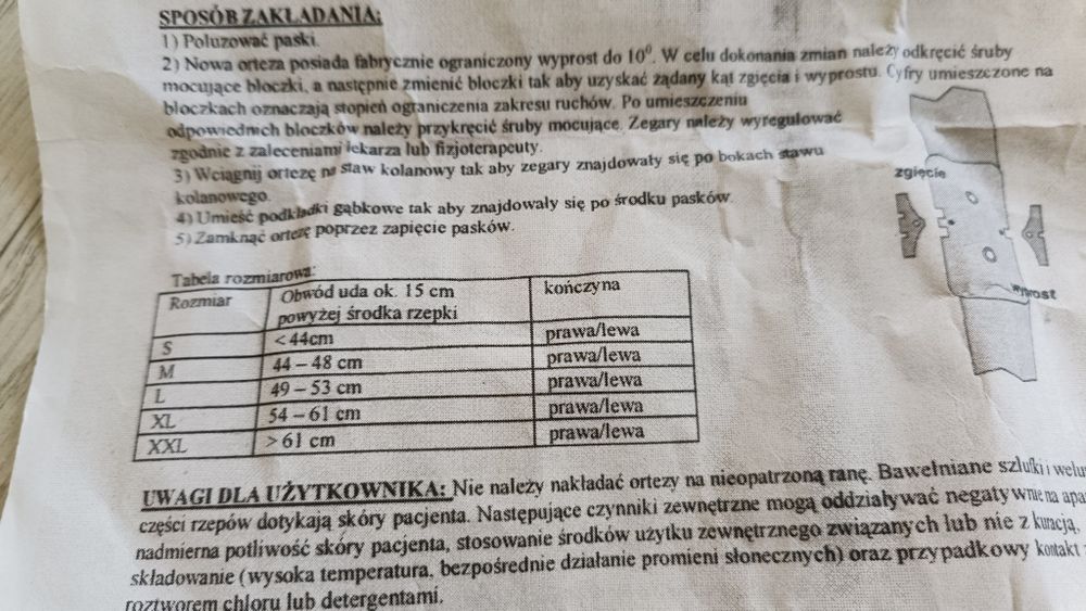 Orteza kolana Lewa firmy Stanley PTS