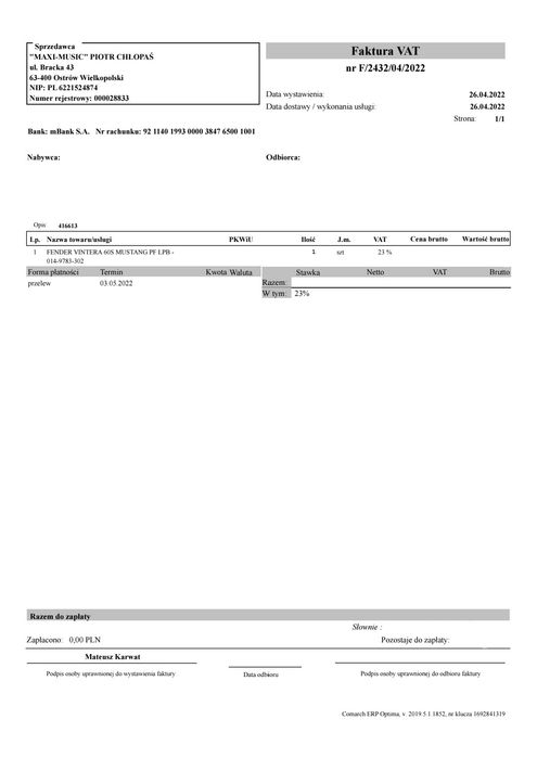 Fender Vintera 60s Mustang MEX Zadbany !