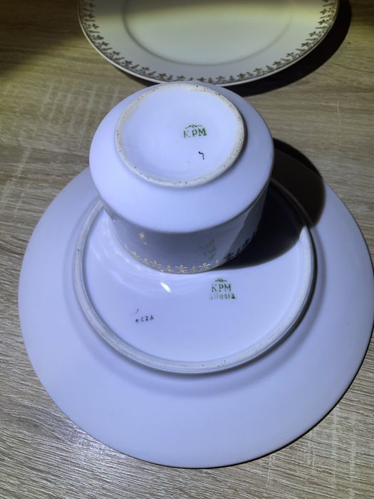 KPM Krister Waldenburg Silesia Wałbrzych Porcelana Antyk Stara Trio