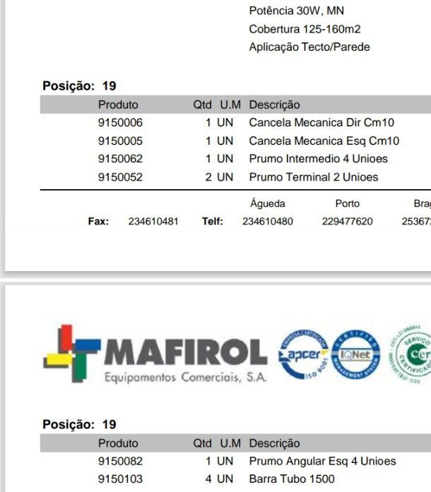 Barreiras/Baias inox