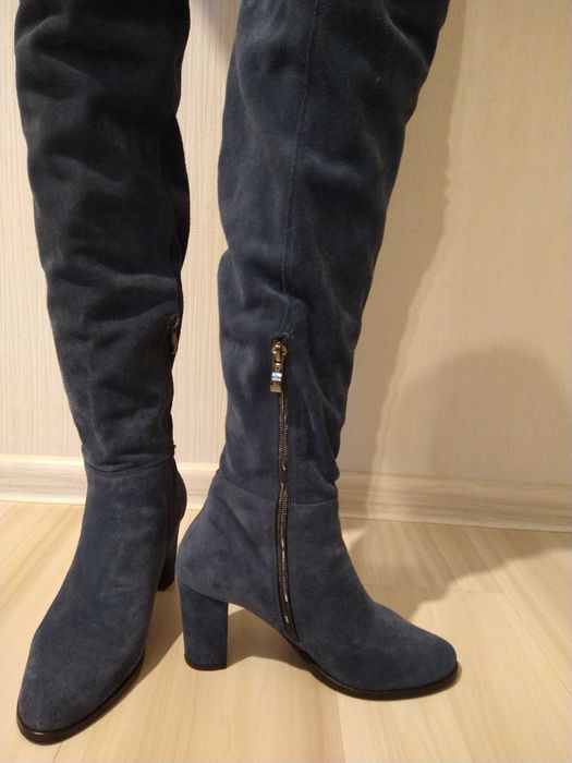 Kozaczki damskie, muszkieterki zamsz naturalny