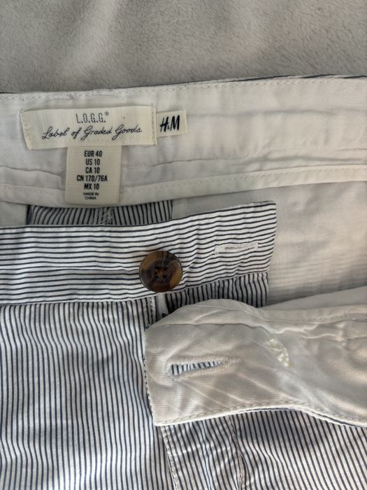 klasyczne szorty w paski krótkie spodenki biało granatowe H&M 40 L