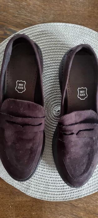 Mokasyny  damskie na traperze czekoladowe