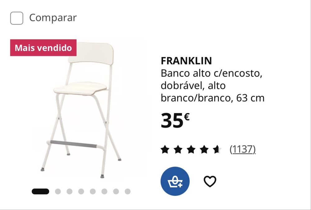 por troca de 17,5 €1€ até 8Cadeiras altas de balcao ou bar novas ainda embaladas