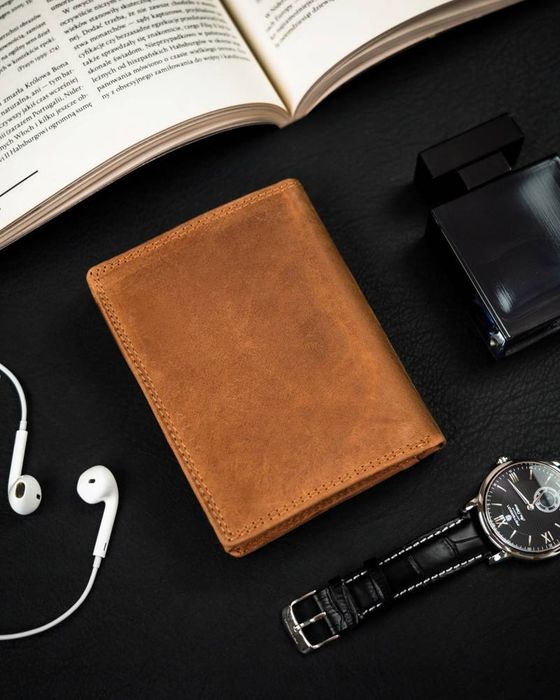 portfel męski bez zapięcia z naturalnej skóry nubukowej - peterson