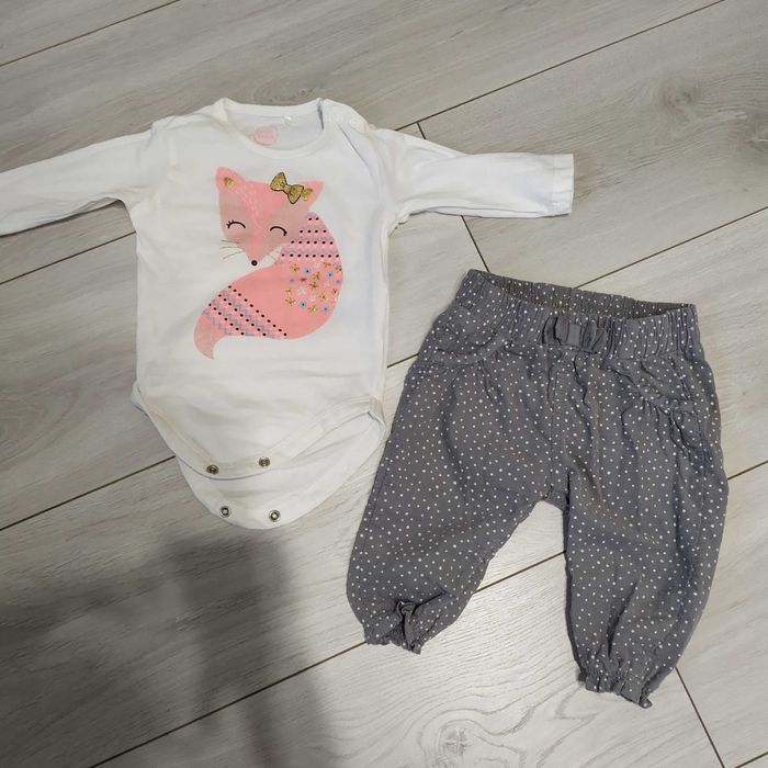 Body i spodnie 62 lisek kropki