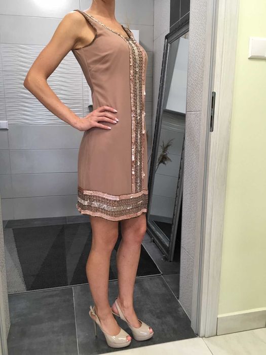 Nowa elegancka sukienka Adrianna Papell USA S luksus wesele