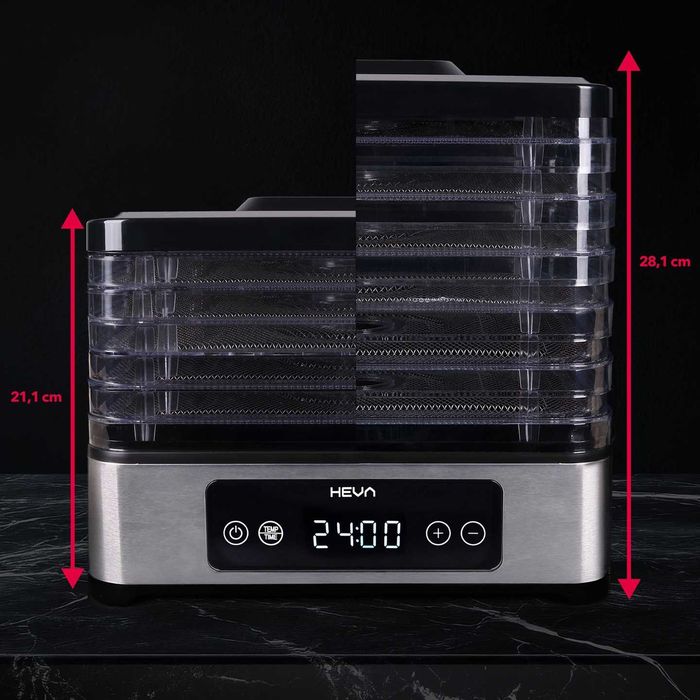 Suszarka do grzybów owoców HEVA +6 SIT 450W Inox duża aż 12L TIMER