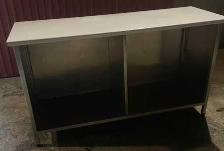 Bancada Inox com tampo de madeira