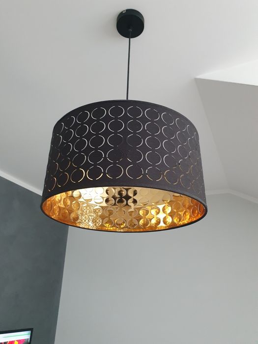 Lampa wisząca, sufitowa koloru czarnego i złotego