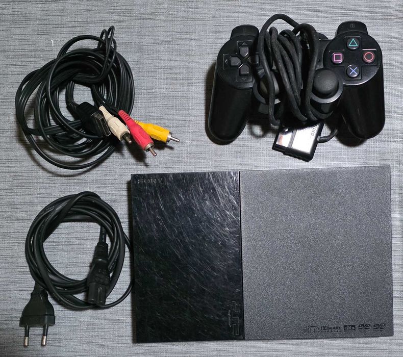 Consola PlayStation 2 Slim (PS2) + Comando Original + Cabos