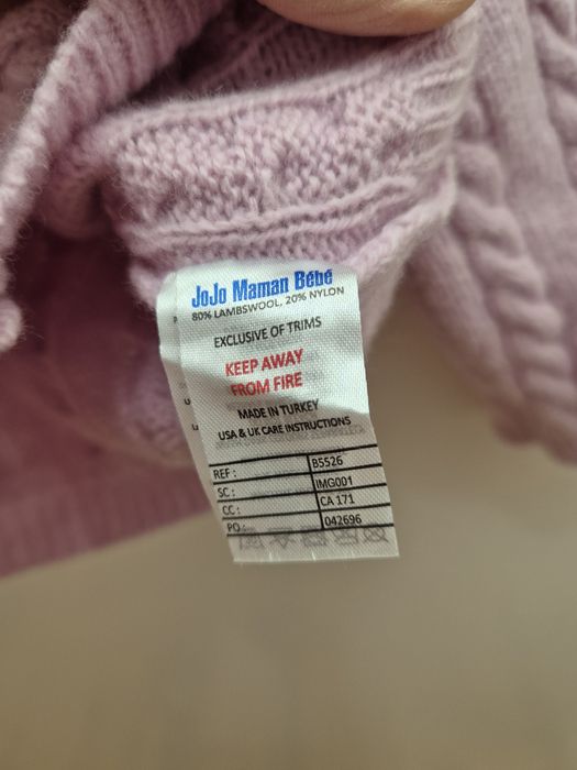 Sweterek Jojo Maman Bébé r.62-68 80% wełny jagnięcej.