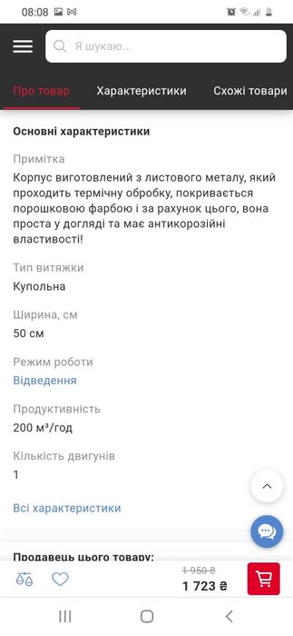Кухонна витяжка Профіт