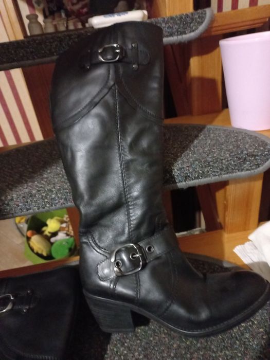 Buty  kozaki damskie skórzane