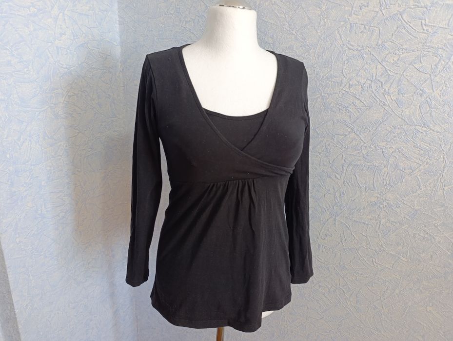 Футболка з довгим рукавом mama h&m для вагітних та для годування м чор