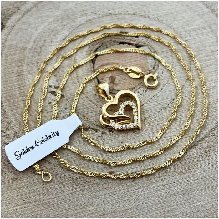 Piękny Złoty Naszyjnik Serce Serduszko Pr. 925/585 Prezent Dla Dziewcz