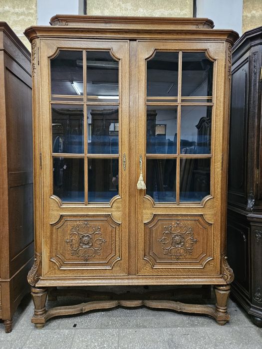 Duża dębowa biblioteka francuska witryna /