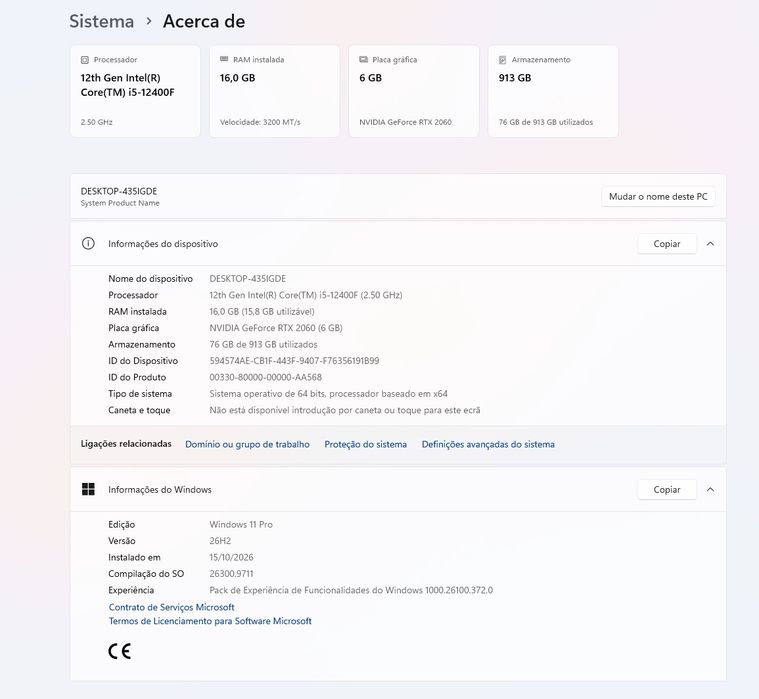 PC gaming edição Ricardo “fox” Pacheco - i5-12400F RTX 2060 6gb 16gb