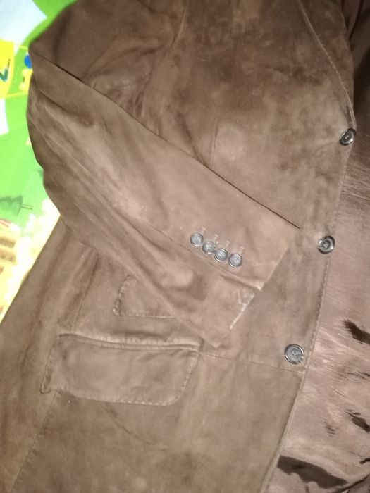 Blazer em pele camurça castanho Ralph Lauren T-L - original