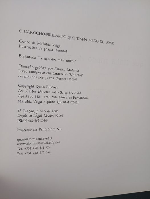 Livro "O carocho pirilampo que tinha medo de voar"