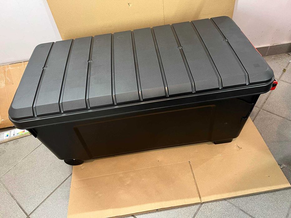 Iris Ohyama 170L Duże pudełko do przechowywania z pokrywką Klipsy