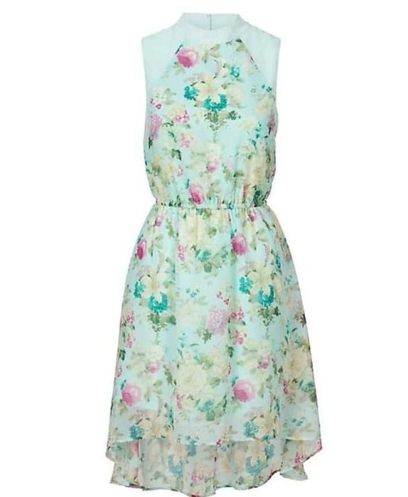 Wyprzedaż Nowa turkusowa sukienka w kwiatki 42 44