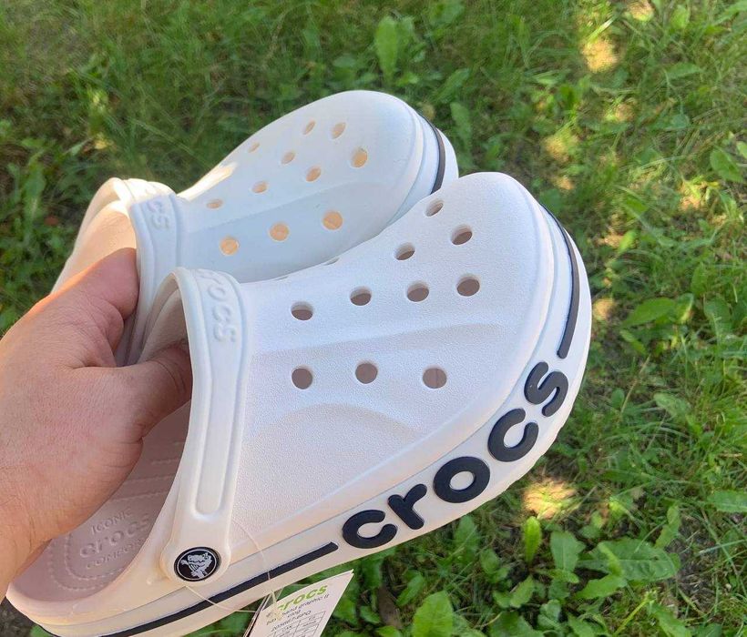 Крокси білі жіночі та чоловічі білі Crocs bayaband 37 38 39 41 розмір