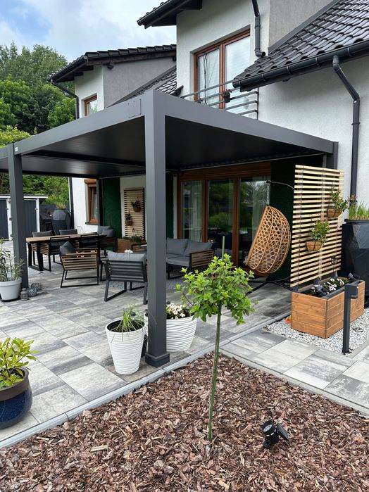 Pergole Tarasowe 4x8 z MONTAŻEM, Automatyczny Dach i Oświetlenie LED