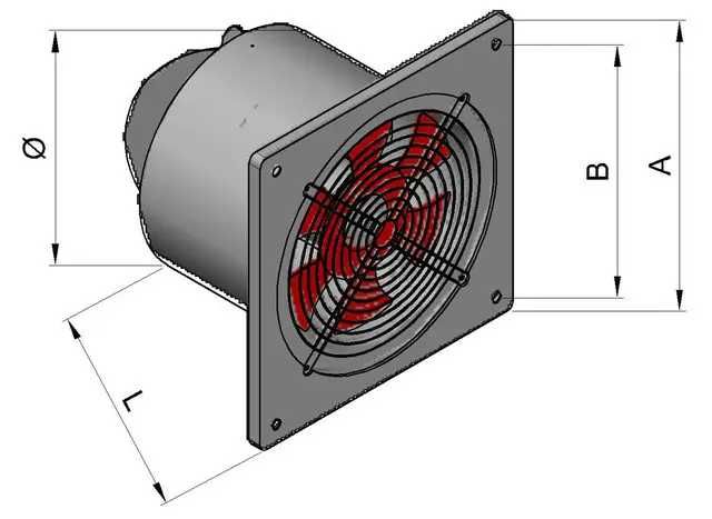 Вентилятор осевой металл, мощный, с обратным клапаном НОК 150-400мм