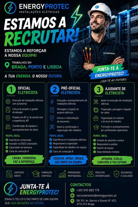 Ajudante de Eletricista / Eletricista / Pré-Oficial Eletricista / Oficial Eletricista /